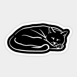 Cute cat, sleeping cat (white line drawing) Sticker